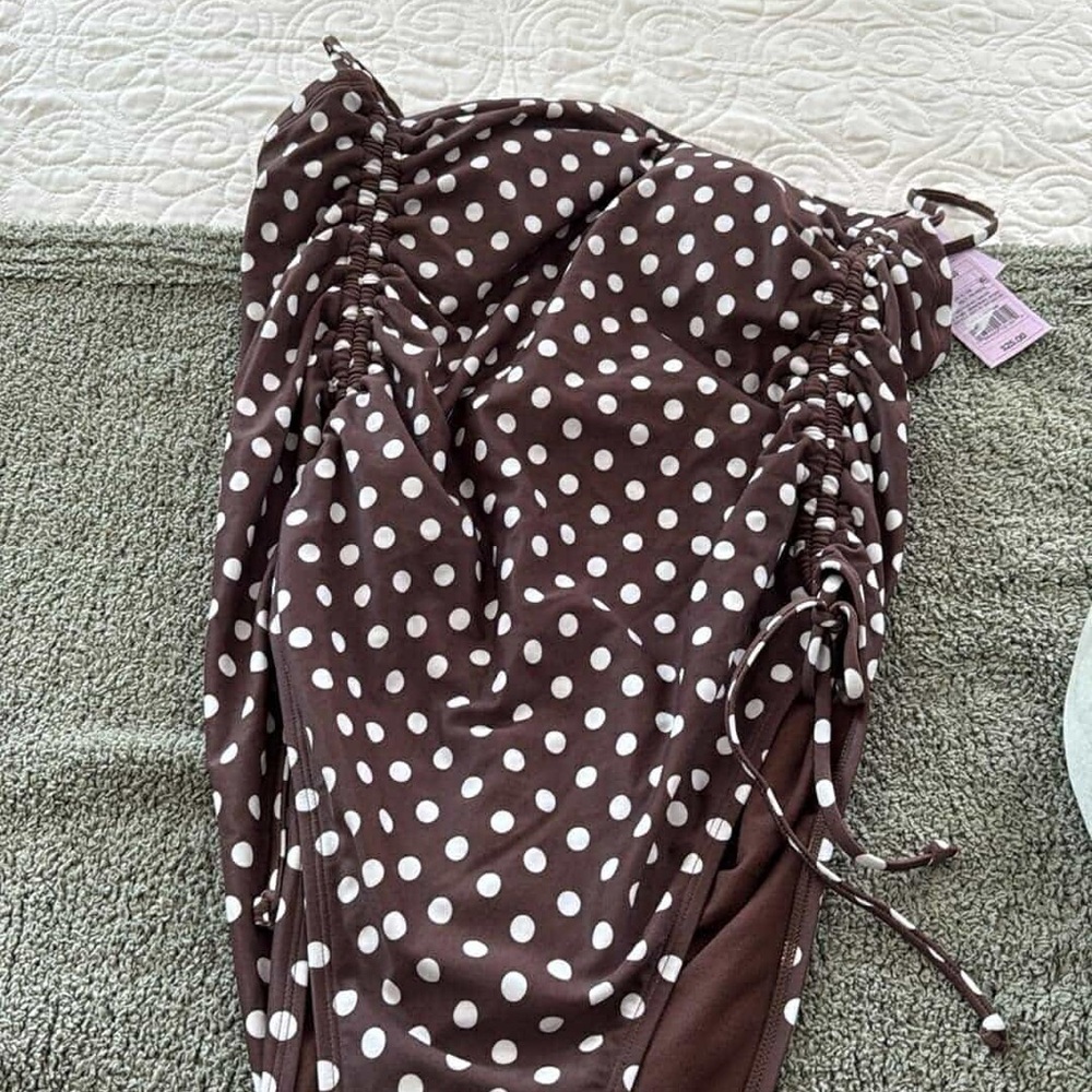 Brown Polka Dot swimsuit XL NWT